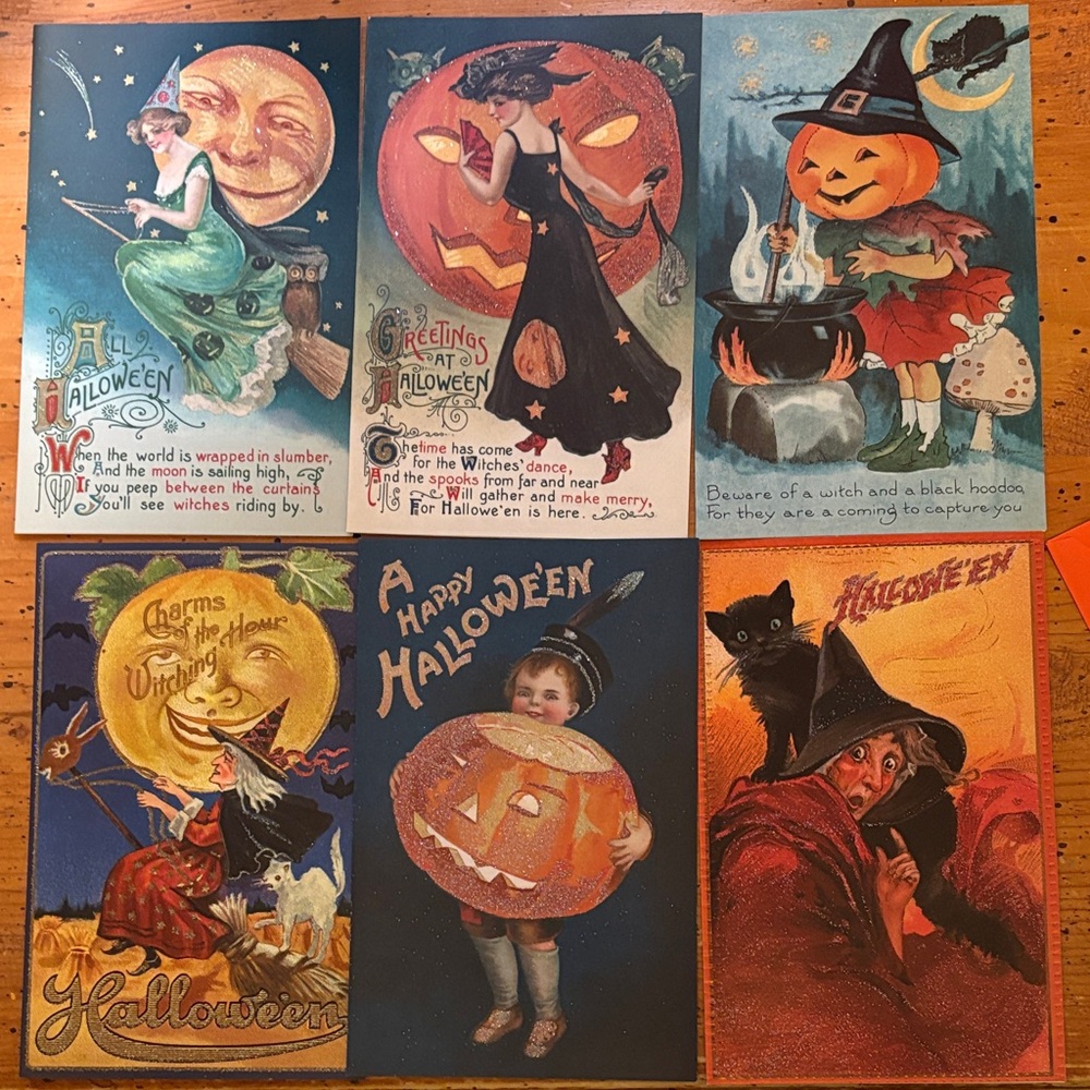 Vintage Style Halloween Cards by Old World Christmas, set of 6, 5”x 8”